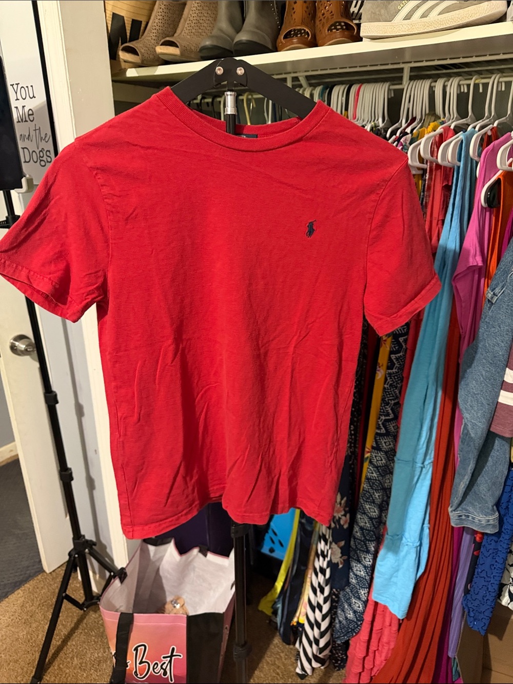Ralph Lauren Polo Red Crewneck Tee with Navy Label
